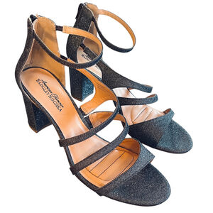 Badgley Mischka American Glamour Metallic Gunmetal Dark Gray Chunky Heels Sz 11